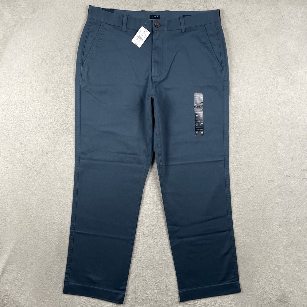 New J Crew Chino Pants Mens 36x29 Blue Athletic Flex Stretch Cotton  Office Work